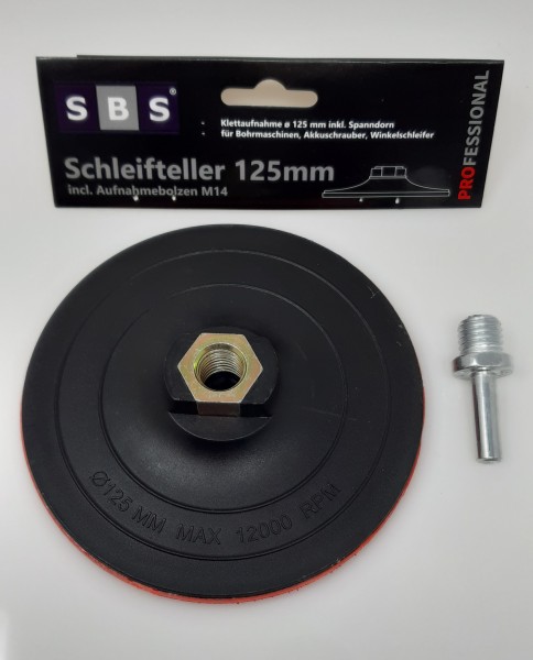 SBS® Schleifteller 125mm inkl. Aufnahmebolzen M14